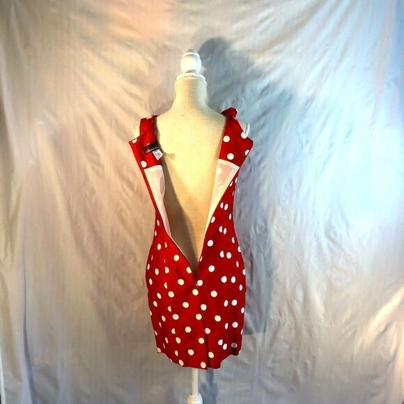 Alexander Campbell Red With White Polk a Dots Sleeveless Sheath Dress Size 2 - Picture 4 of 6